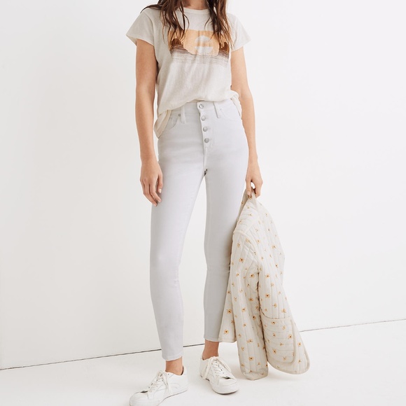 🆕 Madewell 10” High-Rise White Skinny Crop Jeans - Size 25, NWT, Denim - Picture 2 of 5